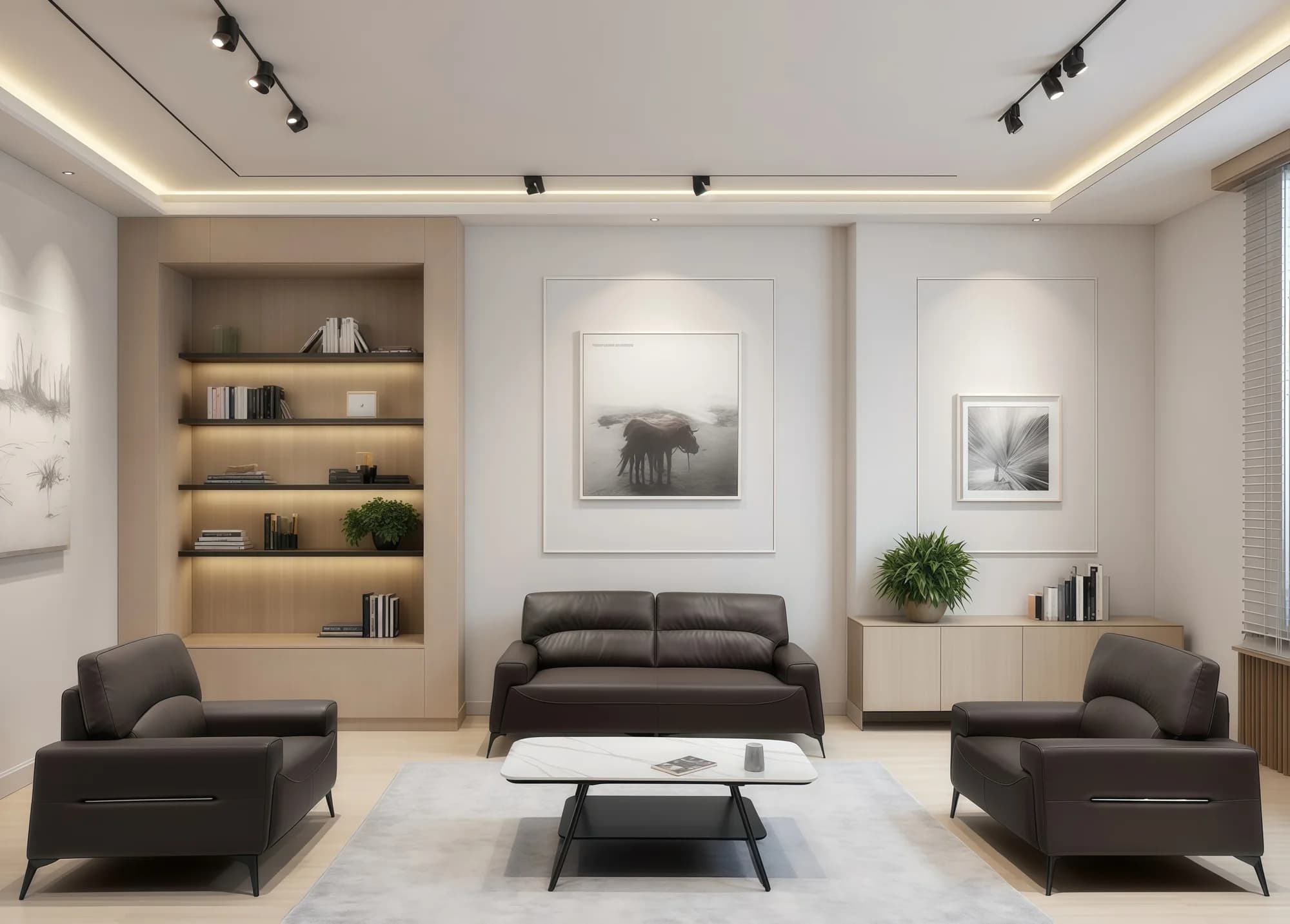 2619 Light Coffee Office Sofa