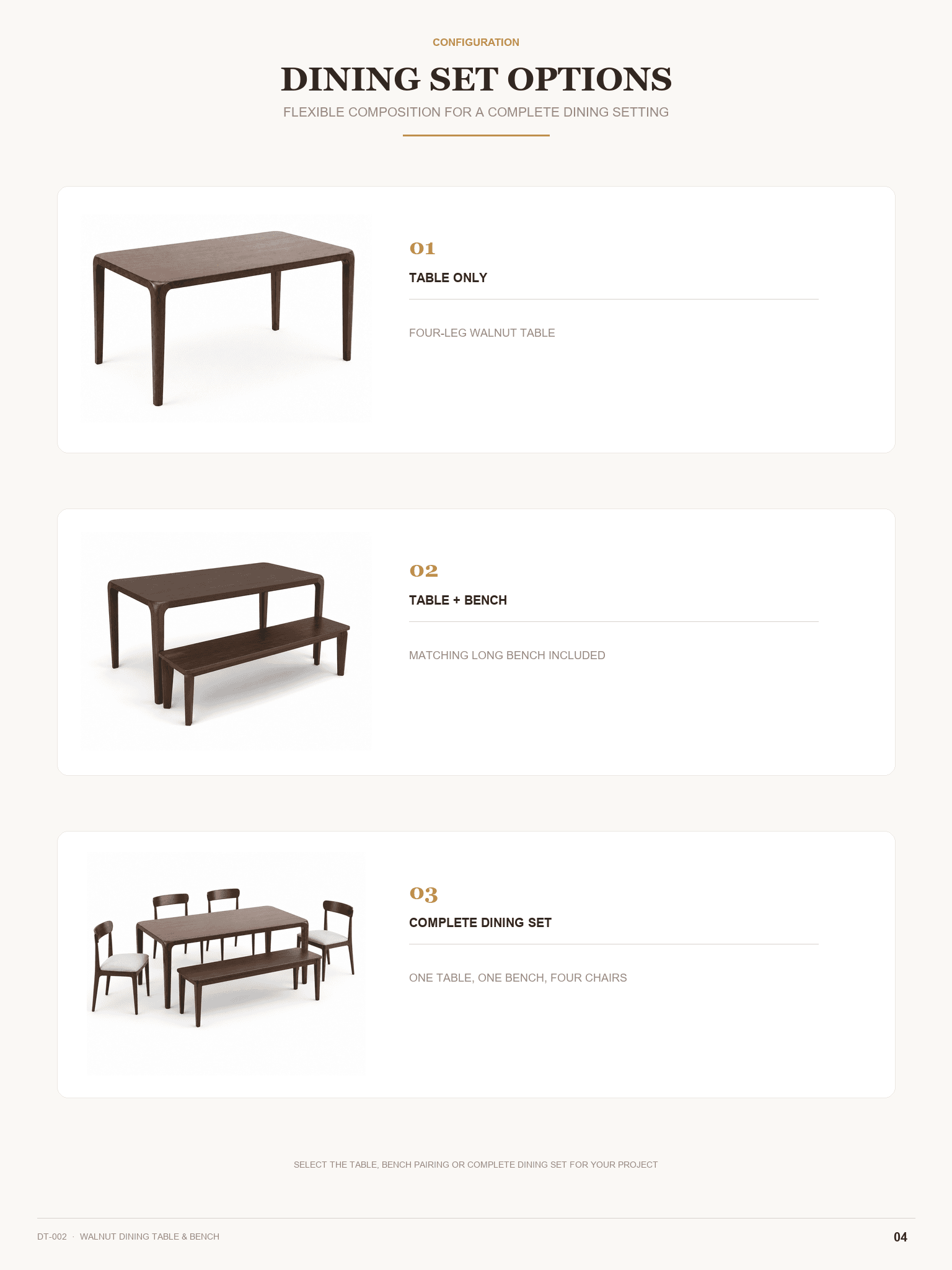 DT-002 · Material and base options