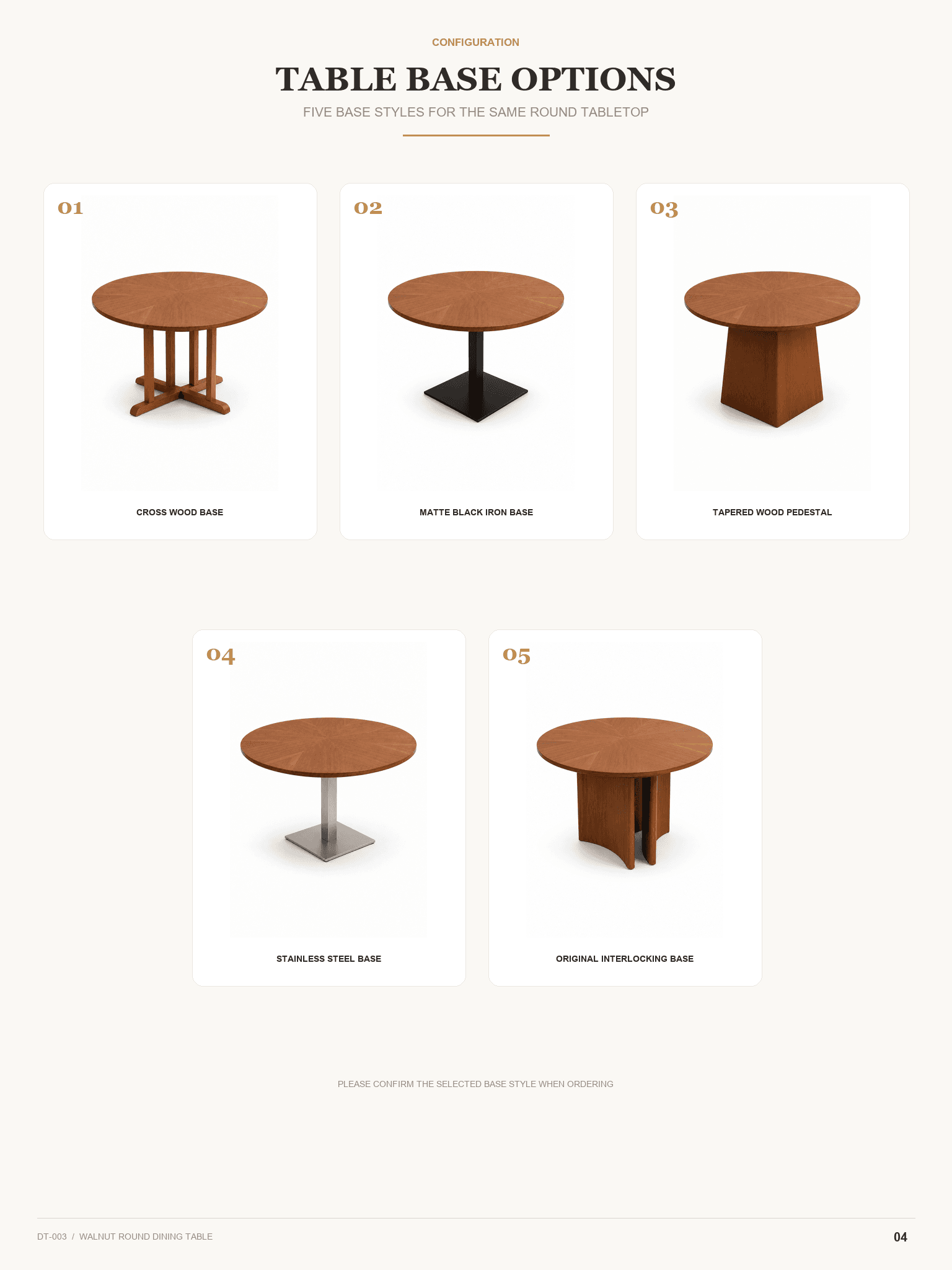 DT-003 · Material and base options