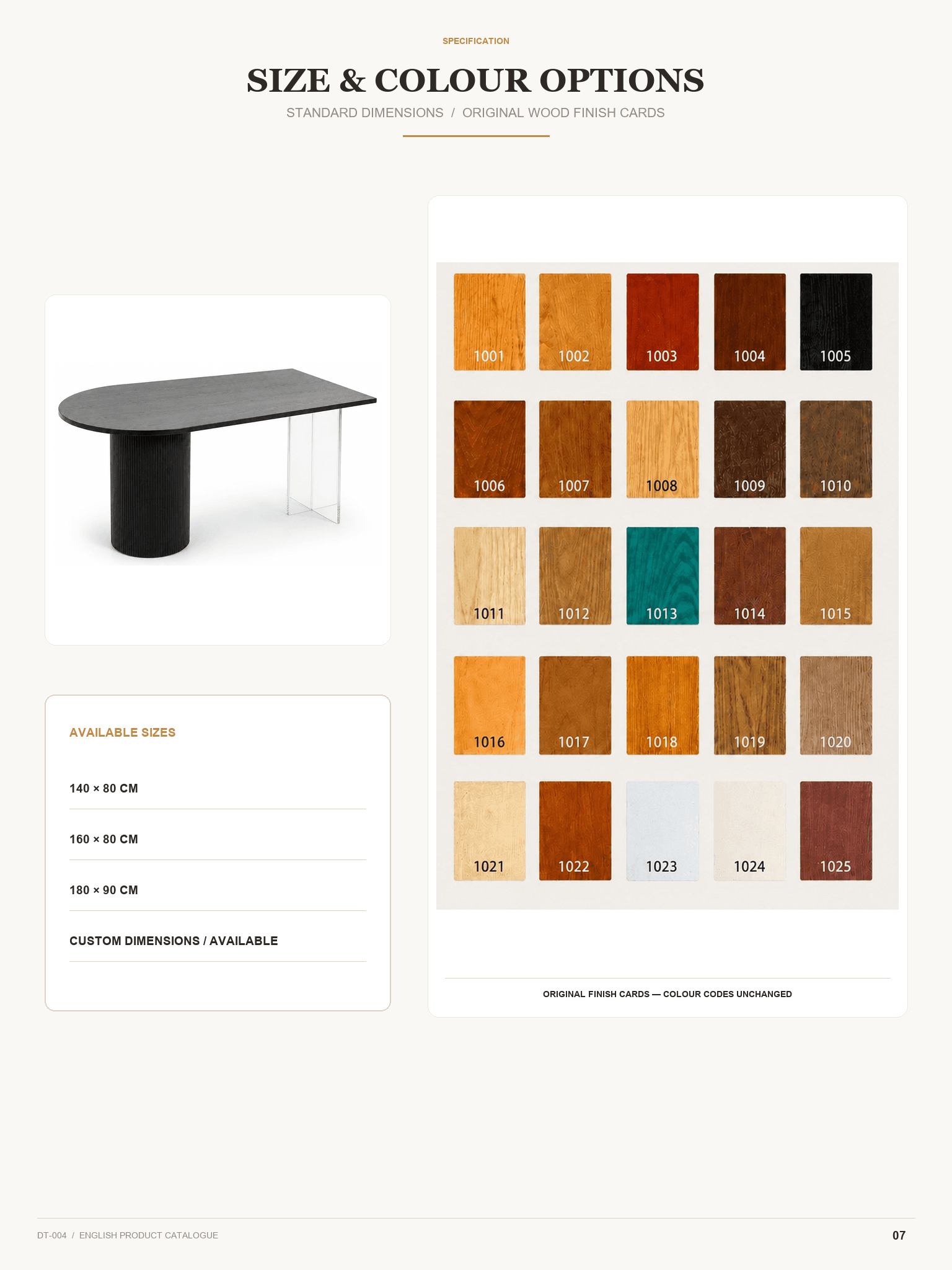 DT-004 · Size and colour options