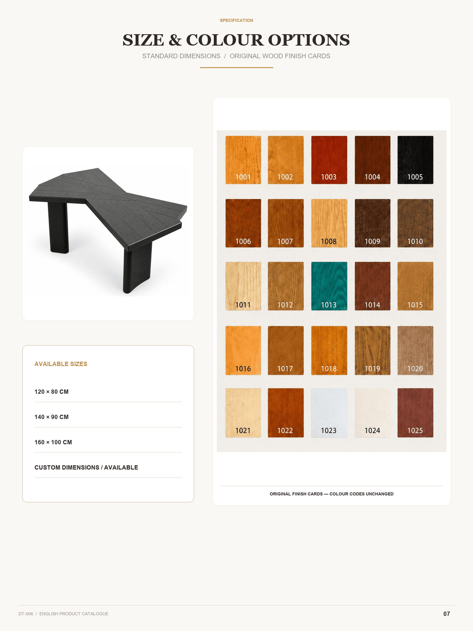 DT-005 · Size and colour options