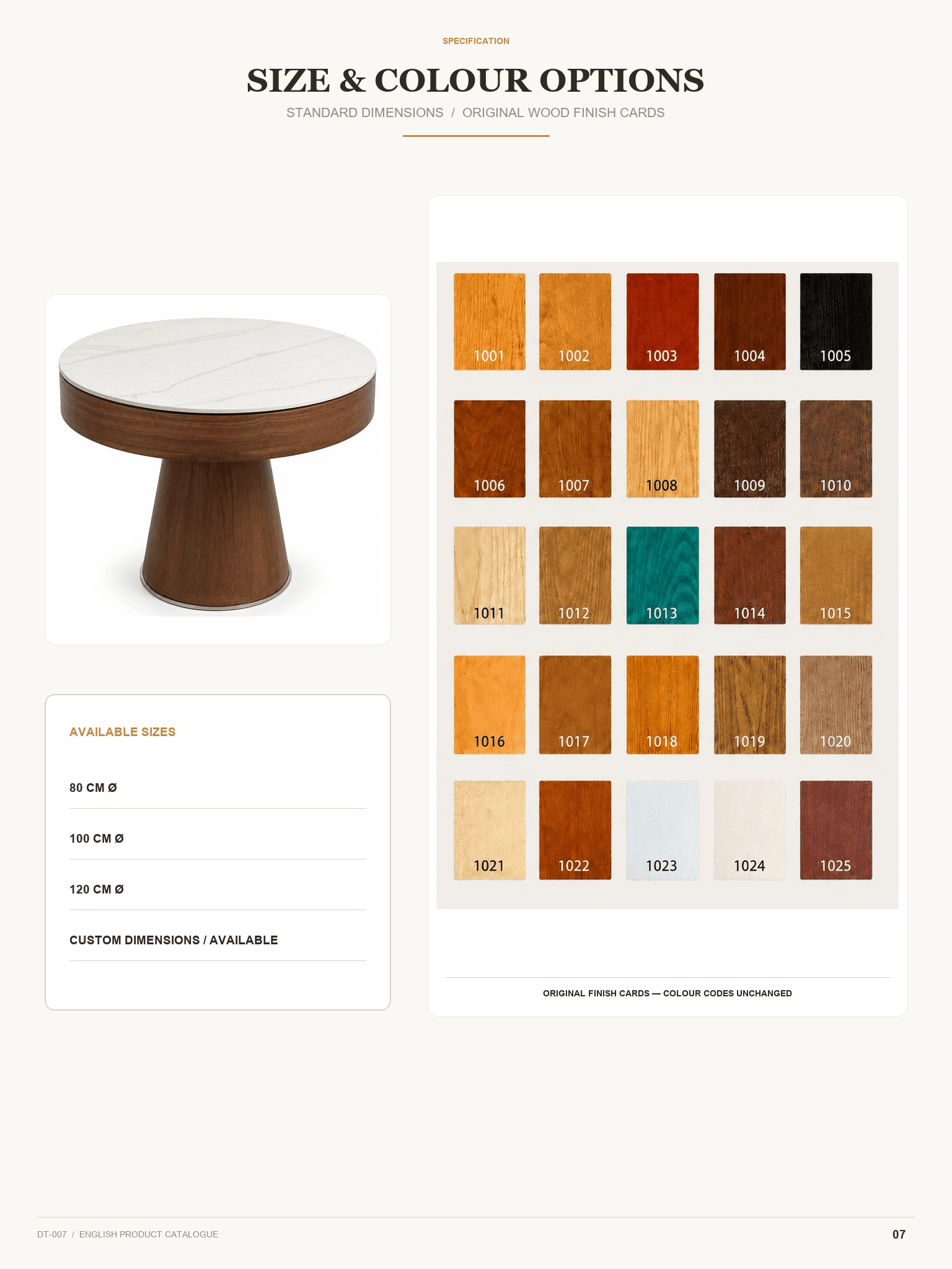 DT-006 · Size and colour options