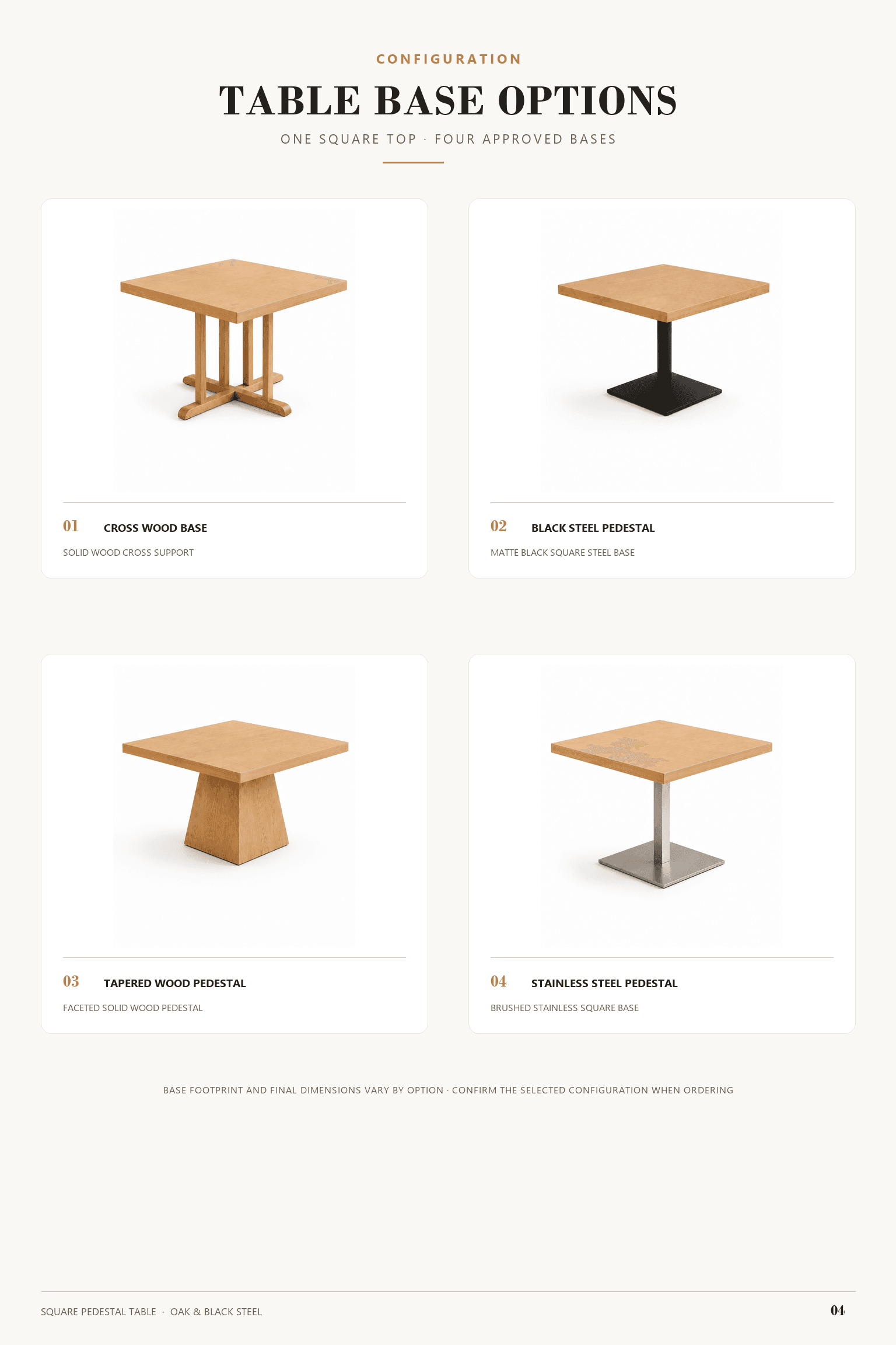 DT-007 · Material and base options