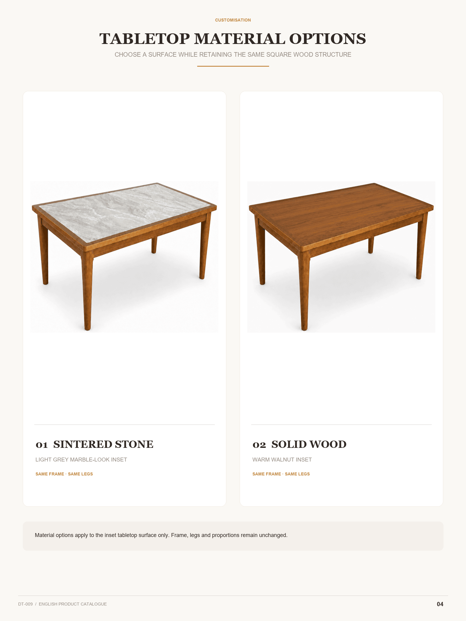 DT-008 · Material and base options