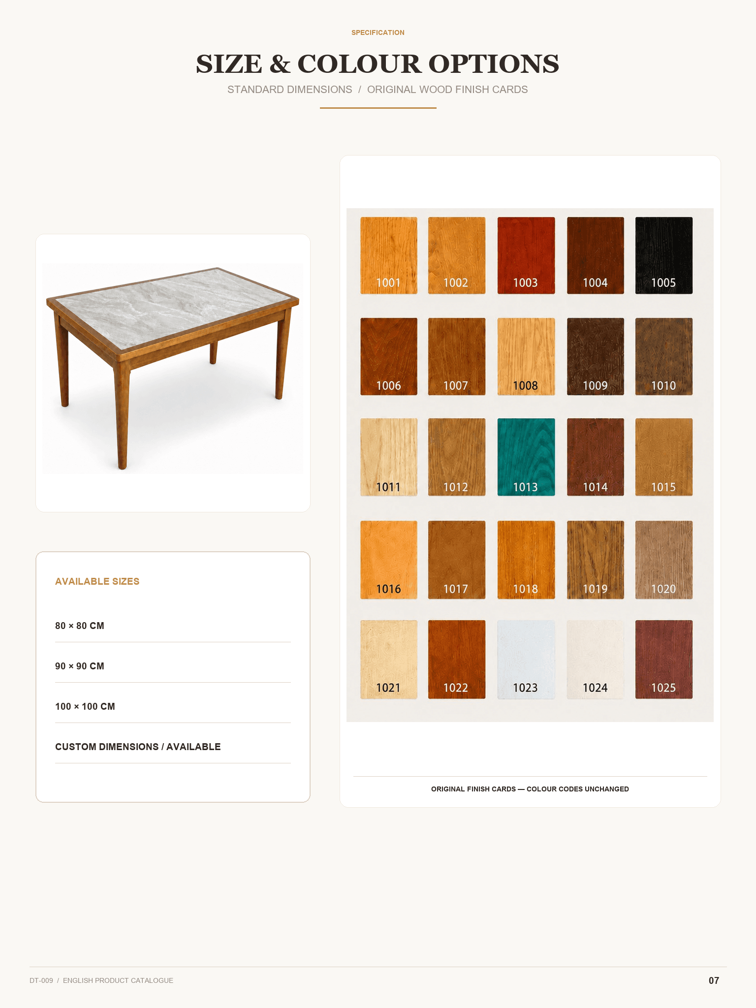 DT-008 · Size and colour options
