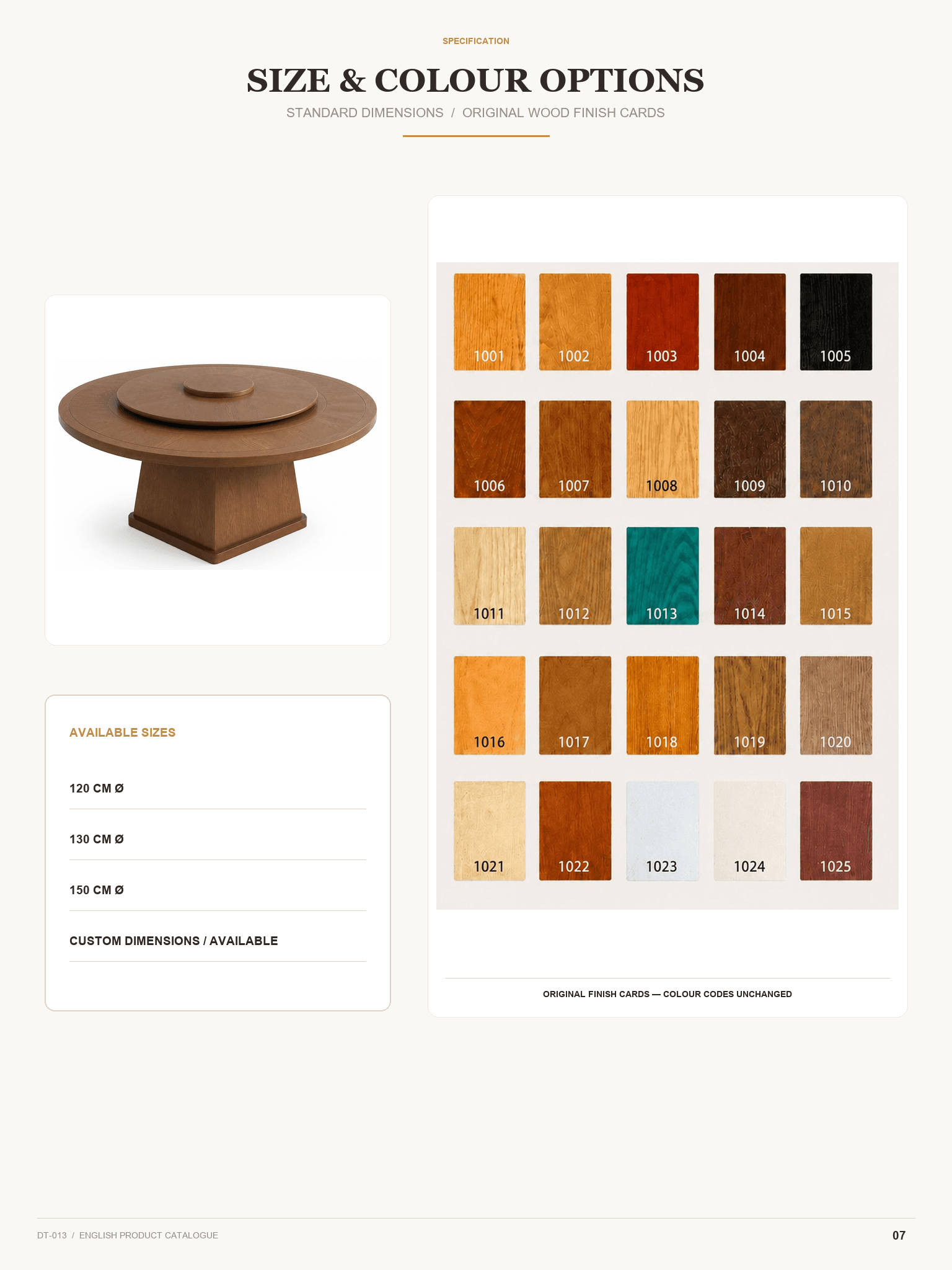 DT-011 · Size and colour options