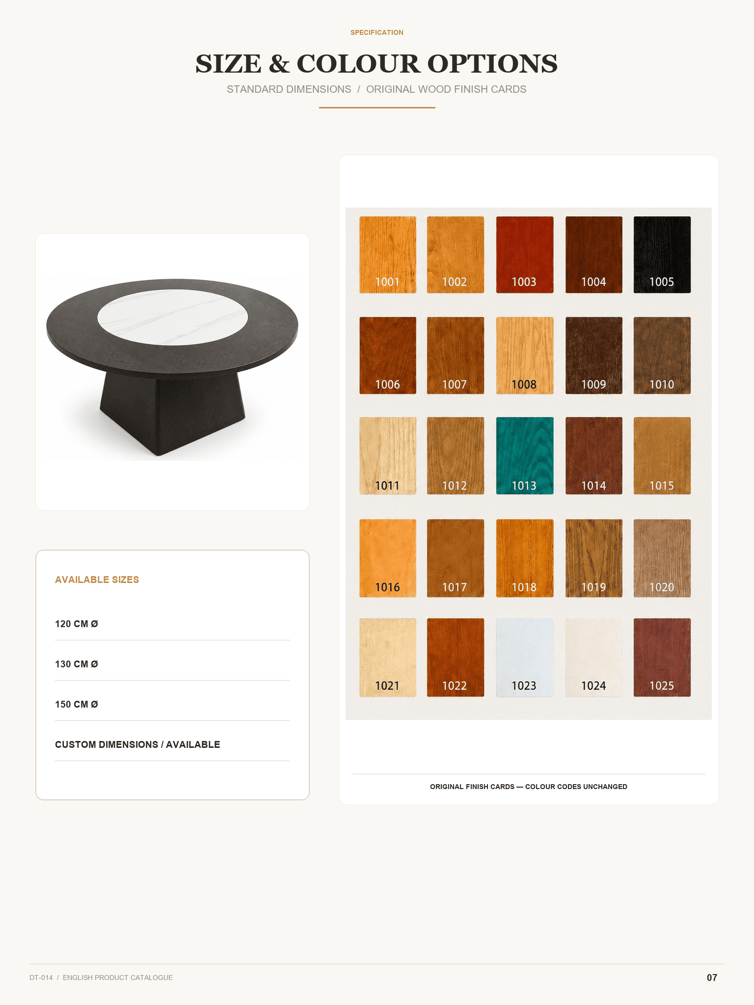 DT-012 · Size and colour options